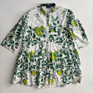 Ro's Garden Byron Deauville 100% Cotton Mini Dress White Green Yellow Nwt XL